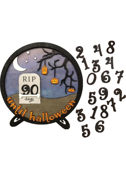 Adet Ahşap Cadılar Bayramı Geri Sayım Geri Sayım Takvimi Cadılar Bayramı Takvimi Tatil Dekorasyon 30X30 cm (Yurt Dışından)