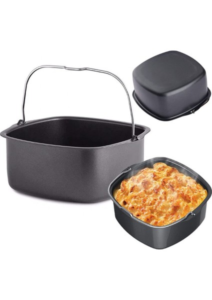 Kare Yapışmaz Kek Kalıbı Fırın Tepsisi Tava Kavurma Yüksek Sıcaklığa Dayanıklı Anti-Pas Sepeti Bakeware Hava Fritöz (Yurt Dışından)