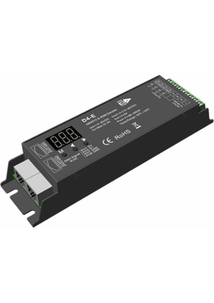 D4-E 4 Kanal Pwm Sabit Gerilim Dmx ve LED Dekoder Kontrol Cihazı Dijital Ekran Xlr3 RJ45 Bağlantı Noktası DC12-36V Giriş 8AX4CH (Yurt Dışından)