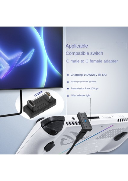 1 Adet Usb3.1 20GBPS Veri Adaptörü 8K60Hz 140W 28V 5A USB C'den C'ye Hızlı Şarj Dönüştürücü Adaptör Ally Için Anahtar (Yurt Dışından)