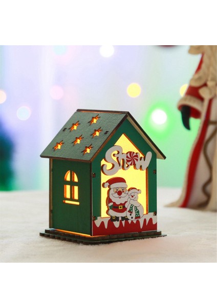 Noel Ahşap Ev Masa Topper Masa Dekor Masaüstü Dekor Noel Süsleri LED Işık Ahşap Ev (Yurt Dışından) modelleri