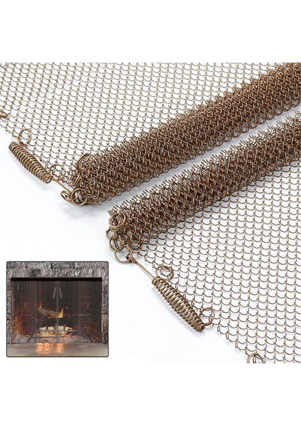 Şömine Örgü Ekran Perdesi, 2 Paket Kıvılcım Koruma Mesh Metal Yangın Ekran Paneli Ev Şömine Için Çekmeli, 19 Inç (Yurt Dışından)