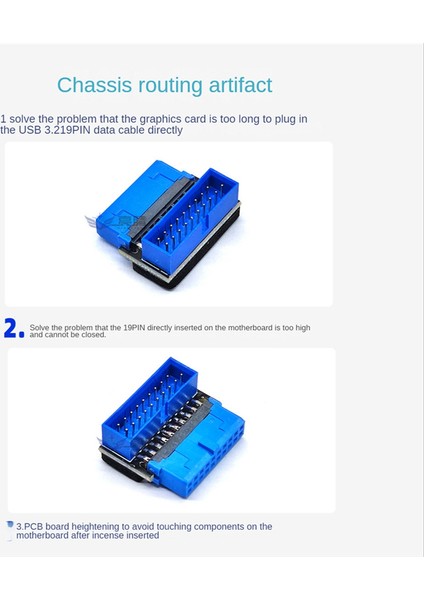 USB Başlık Adaptörü Usb3.2 Gen1 19PIN/20PIN Soket 90 Derece Direksiyon Dirsek Dönüştürücü Dıy Masaüstü Anakart A (Yurt Dışından)