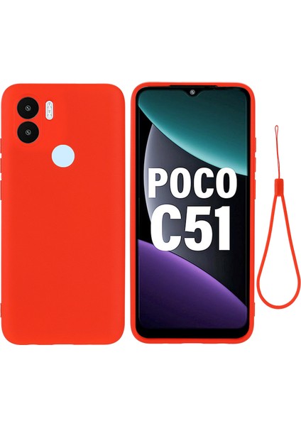 Xiaomi Için Poco C51 4g Yumuşak Astar Sıvı Silikon Telefon Kılıfı Bırak Koruma Geri Kapak-Kırmızı (Yurt Dışından)