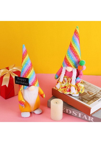 Gökkuşağı Şapka Yüzü Olmayan Rudolph Bebek Doğum Günü Düzenlemesi Süslemeleri Gnome Aile Masa Bebekleri Erkek (Yurt Dışından) modelleri