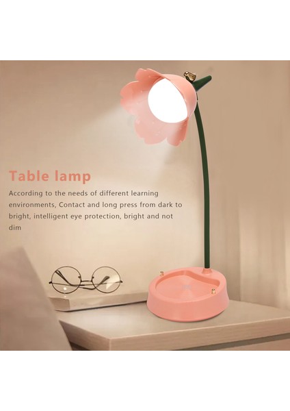 Çiçek LED Masa Lambası Öğrenci Yatak Odası Aydınlatma Iletişim Okuma Göz Koruması USB Çiçek Abajur Masa Lambası, Pembe (Yurt Dışından) fiyatları