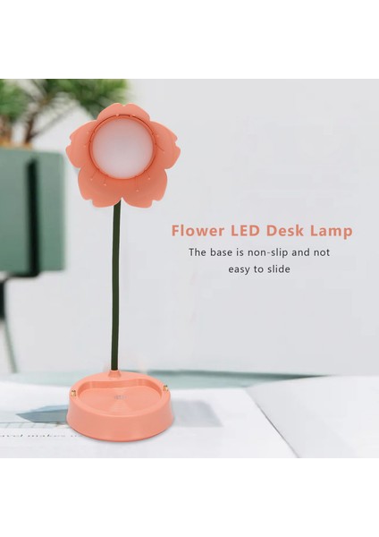 Çiçek LED Masa Lambası Öğrenci Yatak Odası Aydınlatma Iletişim Okuma Göz Koruması USB Çiçek Abajur Masa Lambası, Pembe (Yurt Dışından) fırsatları