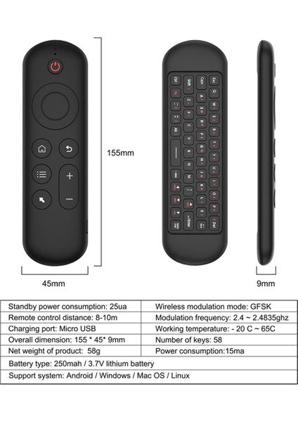 M5 Ir 2.4g Hava Fare Android Tv Kutusu Için Uzaktan Touchpad Pc Mini Kablosuz Klavye Uçan Fare (Renkli Arkadan Aydınlatmalı) (Yurt Dışından)