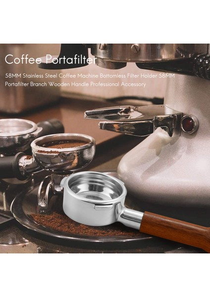 58MM Kahve Portafilter Kahve Makinesi Kahve Kolu Profesyonel Aksesuar Için Dipsiz Filtre, F (Yurt Dışından)
