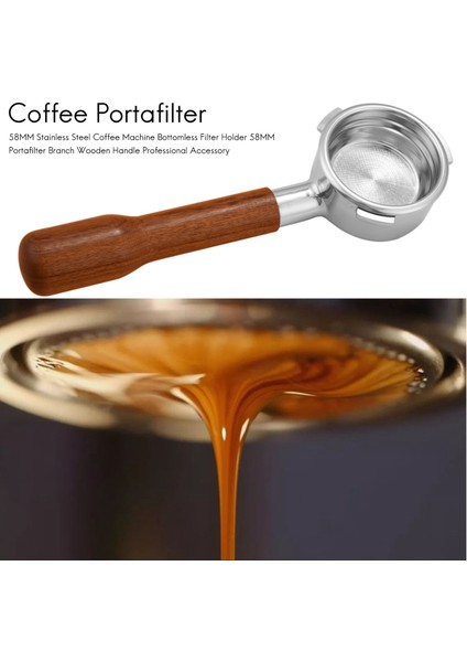 58MM Kahve Portafilter Kahve Makinesi Kahve Kolu Profesyonel Aksesuar Için Dipsiz Filtre, F (Yurt Dışından)
