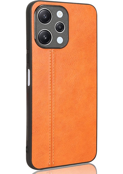 Xiaomi Redmi 12 4g Için Telefon Kapağı Dikiş Hattı Damla Kanıtı Pu Deri Kaplamalı Pc+Tpu Geri Kılıf-Turuncu (Yurt Dışından)