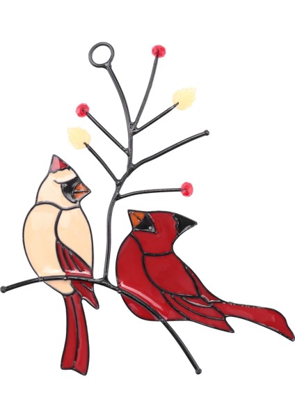 Bir Çift Kırmızı Kuş Vitray Dekorasyonu Ev Pencere Dekorasyonu Süsleri (Kırmızı Ağaçta Iki Kuş) (Yurt Dışından) fiyatları