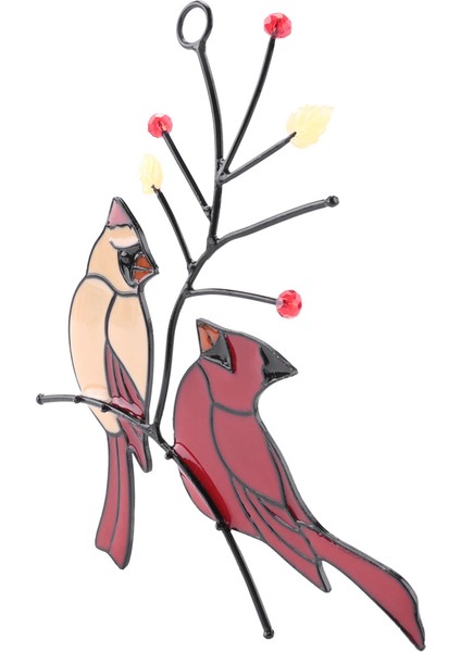 Bir Çift Kırmızı Kuş Vitray Dekorasyonu Ev Pencere Dekorasyonu Süsleri (Kırmızı Ağaçta Iki Kuş) (Yurt Dışından) modelleri