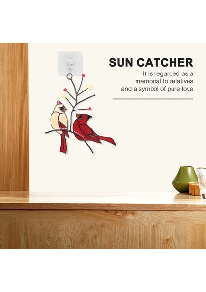 Bir Çift Kırmızı Kuş Vitray Dekorasyonu Ev Pencere Dekorasyonu Süsleri (Kırmızı Ağaçta Iki Kuş) (Yurt Dışından) fırsatları