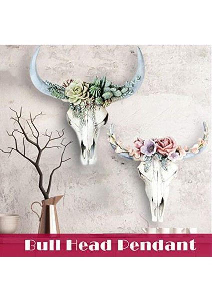 Reçine Duvar Heykelleri Aletli Boğa Kafatası, Etli/çiçek Inek Kafatası Duvar Dekor Reçine Süs Ev Dekorasyon Için B (Yurt Dışından) modelleri