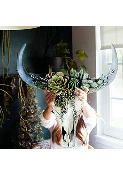 Reçine Duvar Heykelleri Aletli Boğa Kafatası, Etli/çiçek Inek Kafatası Duvar Dekor Reçine Süs Ev Dekorasyon Için B (Yurt Dışından) fırsatları