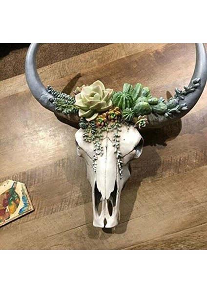 Reçine Duvar Heykelleri Aletli Boğa Kafatası, Etli/çiçek Inek Kafatası Duvar Dekor Reçine Süs Ev Dekorasyon Için B (Yurt Dışından) indirimleri