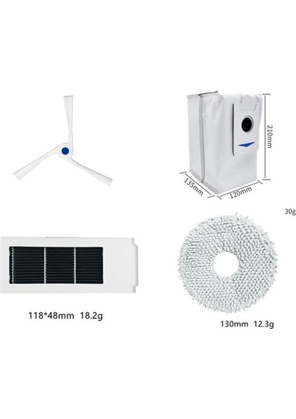 Debot X2 Omni, X2 Pro Yedek Yedek Parça Ana Yan Fırça Hepa Filtre Paspas Bezi Toz Torbası (Yurt Dışından)