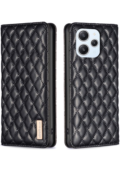 Xiaomi Redmi Için 12 4g Kart Tutucu Telefon Kapağı Anti-Çizelge Pu Deri Telefon Kılıfı-Siyah (Yurt Dışından)