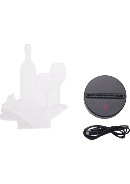 3D Şarap Bardağı Şişe Gece Işıkları Lamba, 7 Renk Değişen Optik Yanılsama LED Basın Usb, Çocuklar Kızlar Için Doğum Günü Noel Hediyeleri (Yurt Dışından)