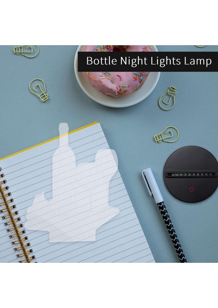 3D Şarap Bardağı Şişe Gece Işıkları Lamba, 7 Renk Değişen Optik Yanılsama LED Basın Usb, Çocuklar Kızlar Için Doğum Günü Noel Hediyeleri (Yurt Dışından)