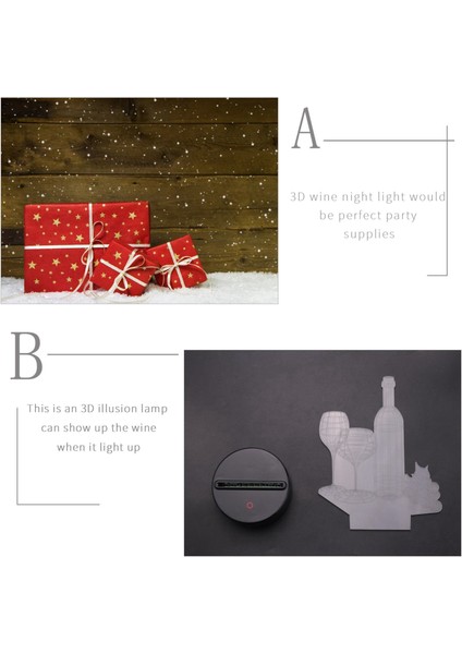 3D Şarap Bardağı Şişe Gece Işıkları Lamba, 7 Renk Değişen Optik Yanılsama LED Basın Usb, Çocuklar Kızlar Için Doğum Günü Noel Hediyeleri (Yurt Dışından)