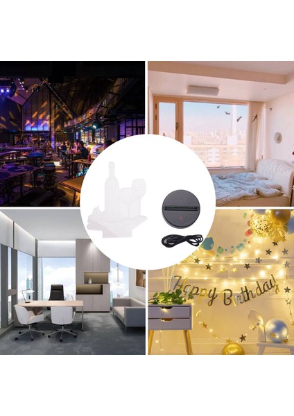3D Şarap Bardağı Şişe Gece Işıkları Lamba, 7 Renk Değişen Optik Yanılsama LED Basın Usb, Çocuklar Kızlar Için Doğum Günü Noel Hediyeleri (Yurt Dışından)