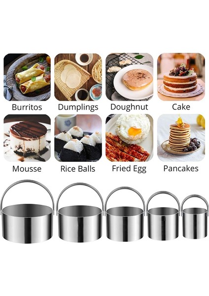 Adet Saplı Bisküvi Kesici - Paslanmaz Çelik Yuvarlak Daire Donut Kesici Çerez Kesici Pişirme 5 Boyutları (Yurt Dışından) fırsatları