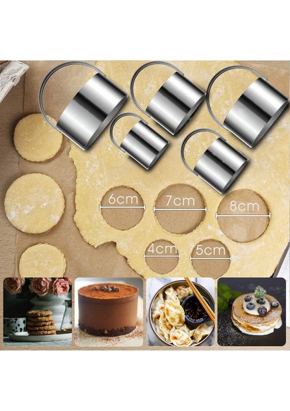 Adet Saplı Bisküvi Kesici - Paslanmaz Çelik Yuvarlak Daire Donut Kesici Çerez Kesici Pişirme 5 Boyutları (Yurt Dışından) indirimleri