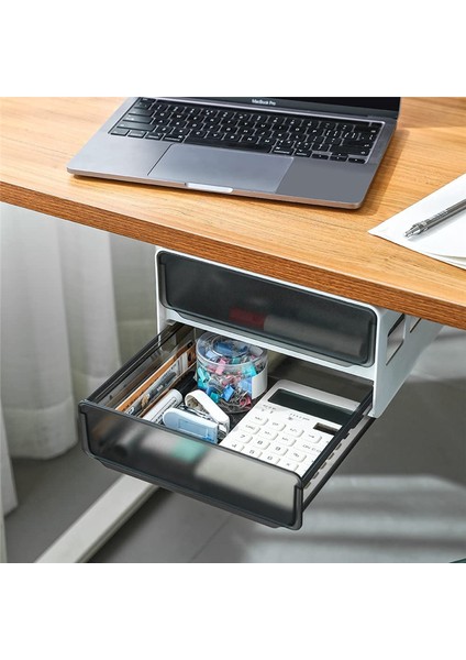 Masanın Altında Saklama Çekmecesi Kaydırmalı, Gizli Kendinden Yapışkanlı Düzenleyici, 2 Katlı Siyah Takılabilir Çekmece Düzenleyici (Yurt Dışından) modelleri
