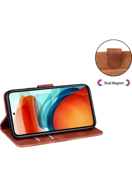 Xiaomi Redmi Için Note 12 Pro+ 5g Deri Telefon Kılıf Cüzdan Stand Butterfly Desen Baskı Kapağı-Kahverengi (Yurt Dışından)