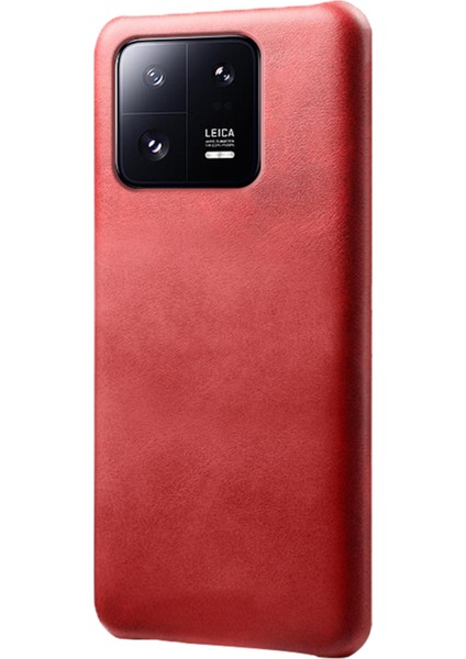 Xiaomi 13 Pro 5g Buzağı Dokulu Cep Telefonu Kapağı Anti-Fall Pu Deri Kaplamalı Pc Cep Telefon Kılıfı-Kırmızı (Yurt Dışından)