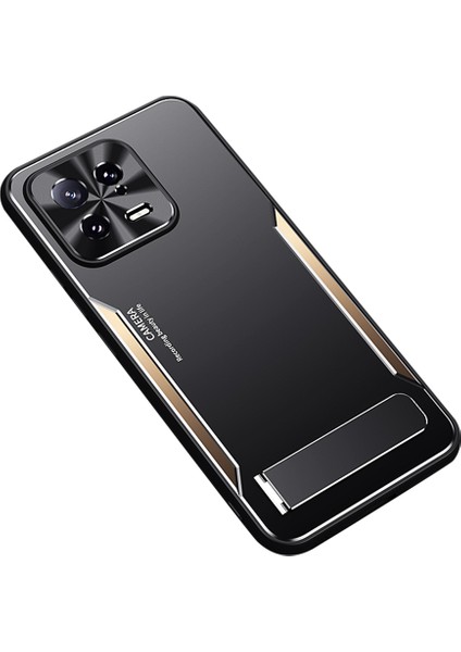 Xiaomi 13 Cep Telefonu Kapağı Sert Alüminyum Alaşım+Esnek Tpu Kickstand Telefon Kılıfı-Altın (Yurt Dışından)
