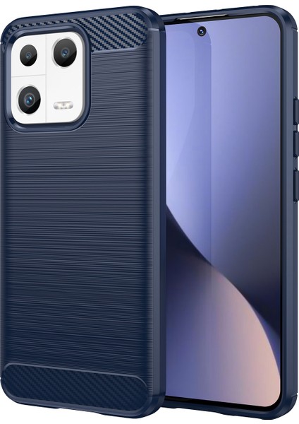 Xiaomi 13 Karbon Fiber Dokusu Için Tpu Telefon Kapağı Fırçalanmış Çizeltilmiş Anti-Çizelge Cep Telefon Kılıfı-Mavi (Yurt Dışından)