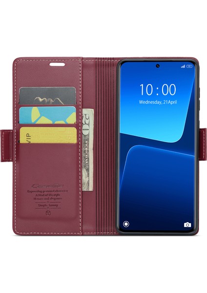 Xiaomi 13 Pro 5g Pu Deri Flip Cover Rfıd Engelleme Cüzdan Telefon Kılıfı-Kırmızı (Yurt Dışından) fiyatları