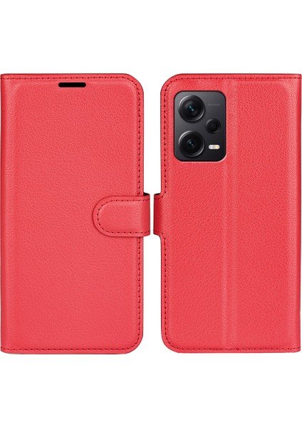 Xiaomi Redmi Için Note 12 Pro+ 5g Litchi Doku Cüzdan Telefon Kapağı Stand-Kırmızı (Yurt Dışından)