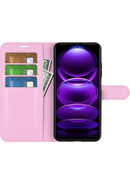 Xiaomi Redmi Için Note 12 Pro+ 5g Litchi Doku Cüzdan Telefon Kapağı Stand-Pink (Yurt Dışından)