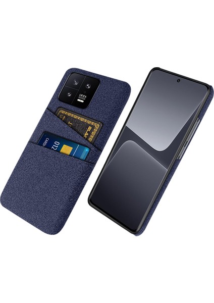 Xiaomi 13 5g Kumaş Doku Çift Kart Yuvaları Pc Kılıfı Anti-Çizelge Telefon Koruyucu Kapak-Mavi (Yurt Dışından)