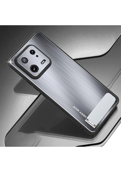 Xiaomi 13 Hibrid Zırh Kickstand Telefon Kasası Fırçalanmış Alüminyum Alaşım Tpu Çerçeve Kapağı-Gümüş (Yurt Dışından) fiyatları