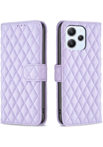 Xiaomi Redmi Için 12 4g Cüzdan Cep Telefonu Kılıfı Baskılı Deri Stand Akıllı Telefon Kapağı-Mor (Yurt Dışından)