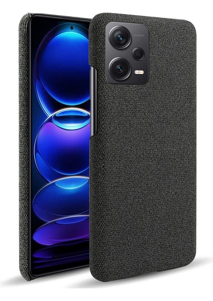 Xiaomi Redmi Için Note 12 Pro+ 5g Şok Geçirmez Akıllı Telefon Kılıfı Düz ​​renk Sert Pc+ Bez Telefon Kapağı-Siyah (Yurt Dışından)