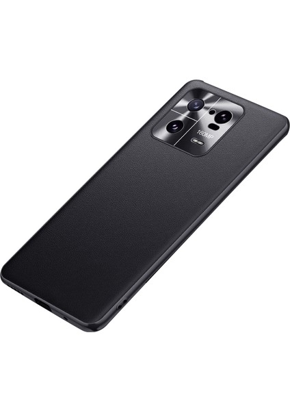 Xiaomi 13 Pro 5g Pu Deri Kaplamalı Tpu+Pc Hibrid Kapak Damla Geçirmez Koruyucu Telefon Kılıfı-Siyah (Yurt Dışından)