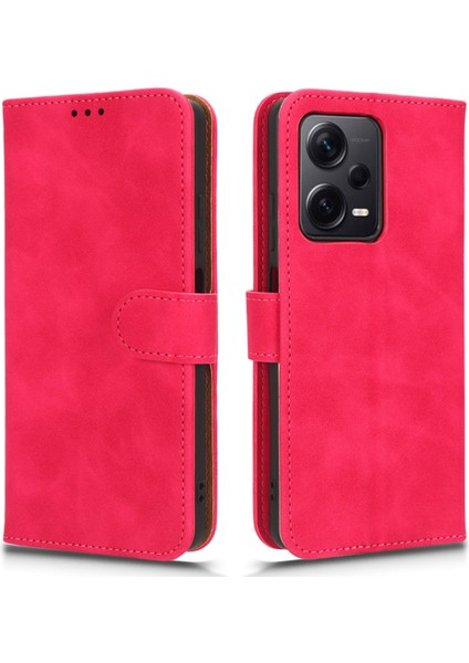 Xiaomi Redmi Için Note 12 Pro+ 5g Telefon Cüzdan Kılıfı Pu Deri Telefon Stand Kapağı-Gül (Yurt Dışından)