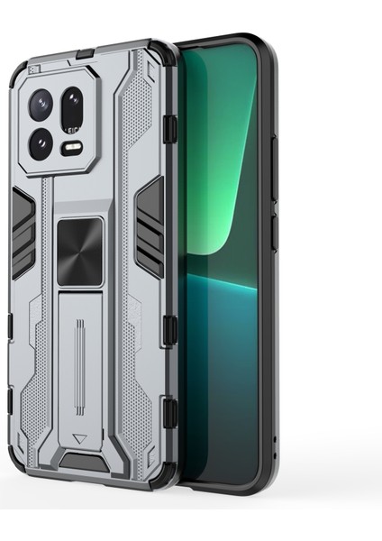 Xiaomi 13 5g Sabit Pc Için Yumuşak Tpu Şok Emilim Kickstand Telefon Kapak Kabuğu-Gri (Yurt Dışından)