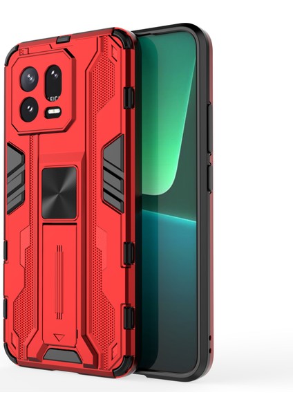 Xiaomi 13 5g Sabit Pc Için Yumuşak Tpu Şok Emilim Kickstand Telefon Kapak Kabuğu-Kırmızı (Yurt Dışından)