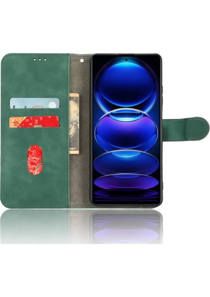 Xiaomi Redmi Için Note 12 Pro+ 5g Telefon Cüzdan Kılıfı Pu Deri Telefon Stand Kapağı-Yeşil (Yurt Dışından)