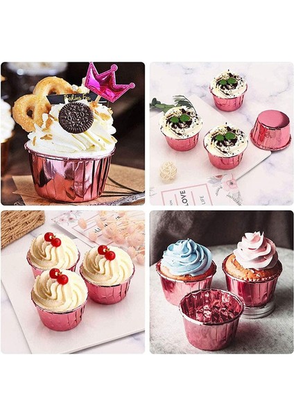 Cupcake Kapları Tek Kullanımlık Folyo Muffin Gömlekleri Cupcake Pişirme Kapları, Ramekin Tutucular Küçük Pişirme Kapları 50 Adet (Yurt Dışından)