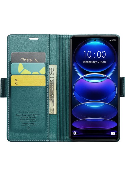 Xiaomi Redmi Için Note 12 Pro+ 5g Rfıd Engelleme Cüzdan Stand Kapağı Litchi Doku Deri Telefon Kılıfı-Yeşil (Yurt Dışından)
