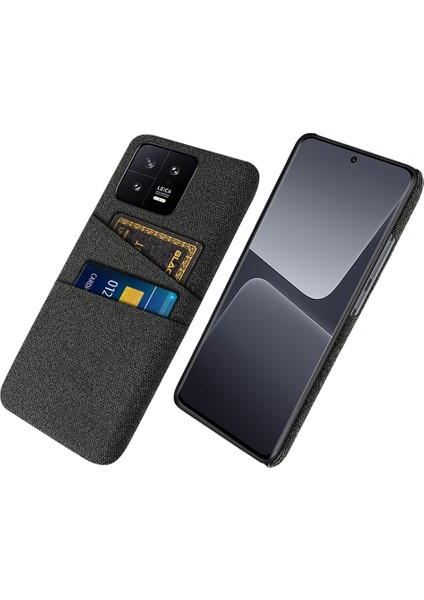 Xiaomi 13 5g Kumaş Doku Çift Kart Yuvaları Pc Kılıfı Anti-Slatch Telefon Koruyucu Kapak-Siyah (Yurt Dışından)