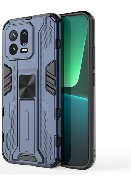 Xiaomi 13 5g Hard Pc Için Yumuşak Tpu Şok Emilim Kickstand Telefon Kapak Kabuğu-Mavi (Yurt Dışından)
